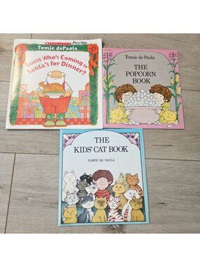 3 Vtg Tomie De Paola Kid Books Popcorn Kids Cat Guess Who's Santa's for Dinner